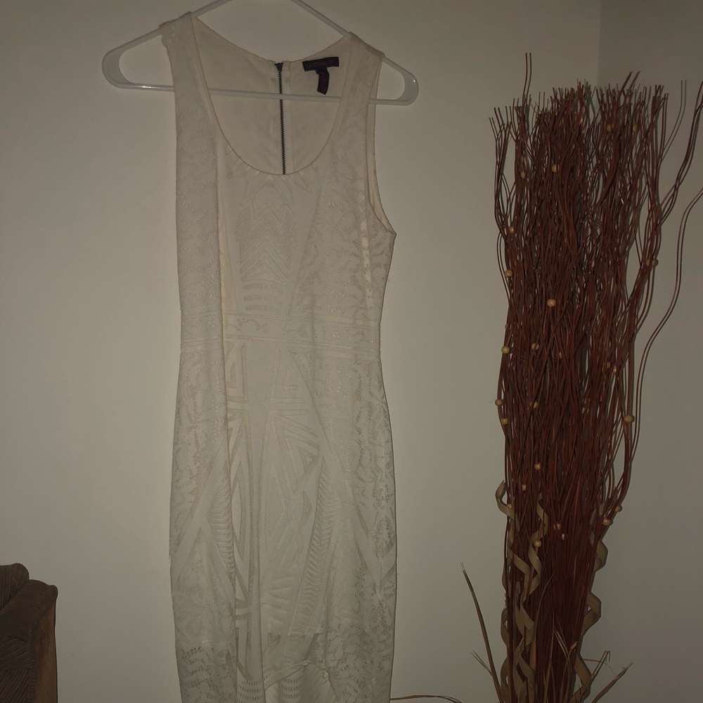White lace long back short front dress